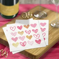 Hand Drawn Heart Pattern ID470 Napkins