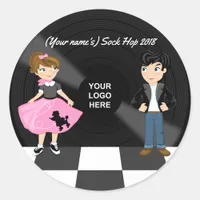 Corporate/Club/College/School Sock Hop Retro Party Classic Round Sticker