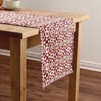 Geometric Christmas Pattern Red And White Short Table Runner