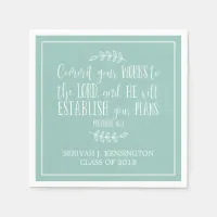 Christian Bible Verse Typography Teal Graduation Napkins