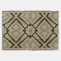 Geometric Art Deco Gold Taupe Throw Blanket