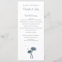 Blue chevron Palm Trees Beach Wedding programs