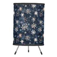Simple Dark Blue with Snowflakes Tripod Lamp
