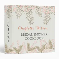 ivory blush gold floral bridal shower recipe book binder