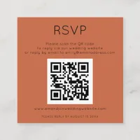 Simple QR Code Terracotta Wedding RSVP Enclosure Card