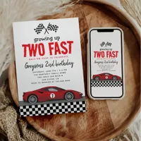 Two Fast Race Car Boy 2nd Birthday Party Invitation