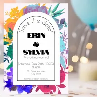 Bold Rainbow Floral Wedding  Save The Date