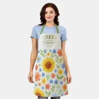 Sunflower yellow blue kitchen utensils apron