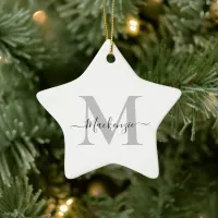 Personalize Monogram Initial Name Star Ceramic Ornament