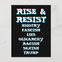 Rise and Resist | Anti Donald Trump Postcard