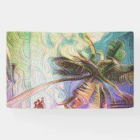 Abstract Rainbow Palm Tree Banner