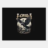 Gothic Skull F-Caw-F Crow Adult Humor Graphic  Sign