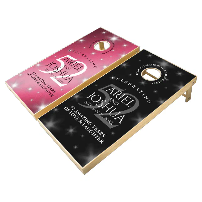 Elegant 52nd Star Ruby Wedding Anniversary Cornhole Set