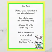 Whimsical Easter Bunny and Poem Kid's Letter Game