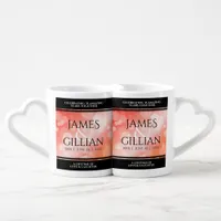 Elegant 35th Coral Wedding Anniversary Celebration Coffee Mug Set