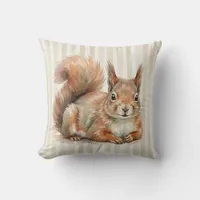 Watercolor Red Squirrel Wildlife Pillow