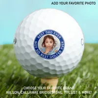 Funny Best Dad Ever Blue White Photo Golf Balls