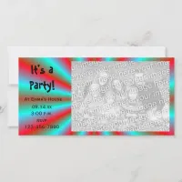 Red and Blue Star Party Invitation Photo Card