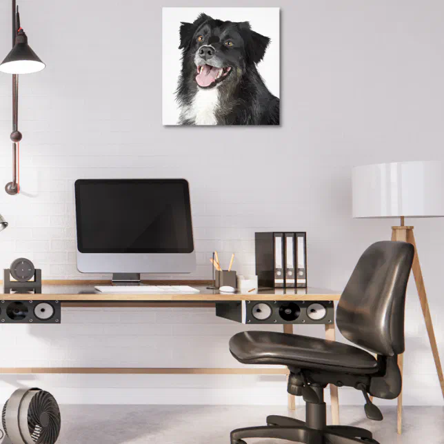 Realistic painting of a beautiful happy dog photo print