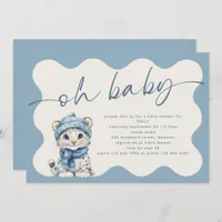 Snow Leopard Arctic Wavy Border Oh Baby Shower Invitation