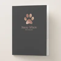 Rose Gold Paw Print Logo On Charcoal Background Pocket Folder