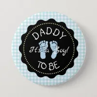 Daddy  to be  Blue Gingham  Baby Shower button