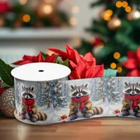 Cute Whimsical Raccoon Christmas   Satin Ribbon