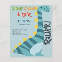 Budget Stomp Chomp Roar Dinosaur Four Invitation