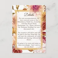 Peach and Pink Florals Wedding Details Enclosure Card