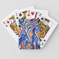 Art Deco - orange and blue Poker Cards