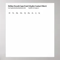 Delius Swash Caps Font Glyphs Contact Sheet Poster