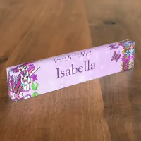 Personalized Unicorn, Butterfly and Flowers Desk Name Plate