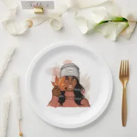 African American Woman Thanksgiving Paper Plates