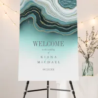 Crystal Agate Wedding Welcome Teal ID825 Foam Board