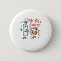 Tis The Season Retro Milk And Cookie Christmas Button