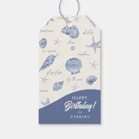 Shells Starfish Sun Fun Text Blue ID918  Gift Tags