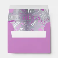 Hugs and Kisses Word Cloud Orchid ID286 Envelope