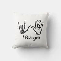 Hands Forming Skeleton Heart Hands Minimal Touch Throw Pillow