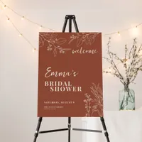 Boho Terracotta Floral Bridal Shower Welcome Sign 