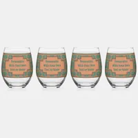 Southwest Teal Copper Color Geometric Personalized Stemless Wine Glass