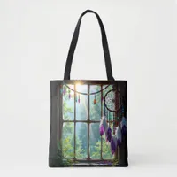 Boho Purple Dreamcatcher in Window Tote Bag