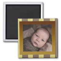 Brown & Gold New Baby Photo Magnet