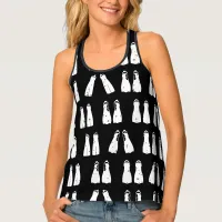 Scuba Diving Flippers Black and White Patterned Tank Top