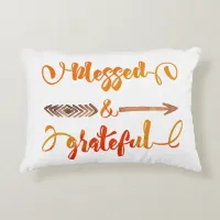 blessed and grateful thanksgiving accent pillow