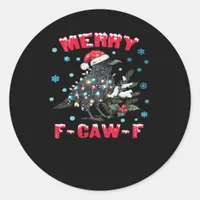 Merry F-Caw-F Funny & Vintage Design Classic Round Sticker
