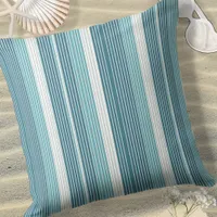 Teal Pinstripe Christmas Pattern#28 ID1009 Throw Pillow