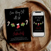 Modern 'Come Hang Out' Santa Claus Christmas Party Invitation