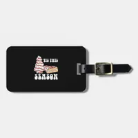 Tis The Season Christmas Tree Groovy Retro Vintage Luggage Tag