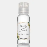 Elegant Gold Glitter Geometric Yellow Floral Wed Hand Sanitizer