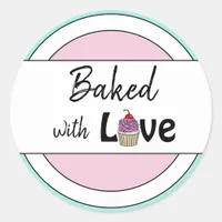 Baked with Love | Cute Cupcake Pastel Colors Classic Round Sticker